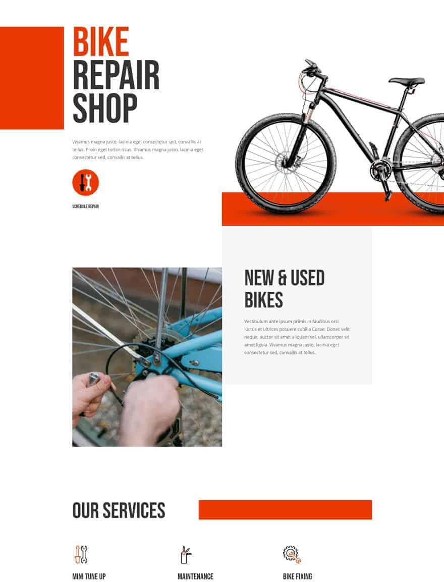 bike repair landing page | Thé du Vietnam
